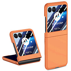 Handyhülle Hülle Hartschalen Kunststoff Schutzhülle Tasche Matt Vorder und Rückseite 360 Grad Ganzkörper für Motorola Moto Razr 40 Ultra 5G Orange