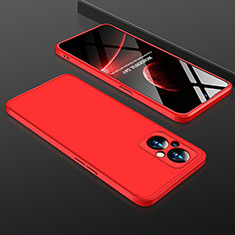Handyhülle Hülle Hartschalen Kunststoff Schutzhülle Tasche Matt Vorder und Rückseite 360 Grad Ganzkörper für Oppo A96 5G Rot