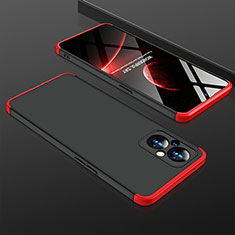 Handyhülle Hülle Hartschalen Kunststoff Schutzhülle Tasche Matt Vorder und Rückseite 360 Grad Ganzkörper für Oppo A96 5G Rot und Schwarz