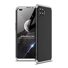 Handyhülle Hülle Hartschalen Kunststoff Schutzhülle Tasche Matt Vorder und Rückseite 360 Grad Ganzkörper für Oppo Reno4 Lite Silber und Schwarz