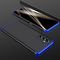 Handyhülle Hülle Hartschalen Kunststoff Schutzhülle Tasche Matt Vorder und Rückseite 360 Grad Ganzkörper für Samsung Galaxy A82 5G Blau und Schwarz