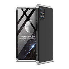 Handyhülle Hülle Hartschalen Kunststoff Schutzhülle Tasche Matt Vorder und Rückseite 360 Grad Ganzkörper für Samsung Galaxy M31s Silber und Schwarz
