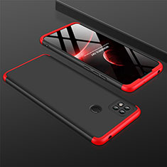 Handyhülle Hülle Hartschalen Kunststoff Schutzhülle Tasche Matt Vorder und Rückseite 360 Grad Ganzkörper für Xiaomi Redmi 9 India Rot und Schwarz