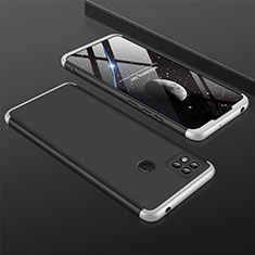 Handyhülle Hülle Hartschalen Kunststoff Schutzhülle Tasche Matt Vorder und Rückseite 360 Grad Ganzkörper für Xiaomi Redmi 9C NFC Silber und Schwarz