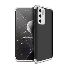 Handyhülle Hülle Hartschalen Kunststoff Schutzhülle Tasche Matt Vorder und Rückseite 360 Grad Ganzkörper M01 für Huawei P40 Silber und Schwarz