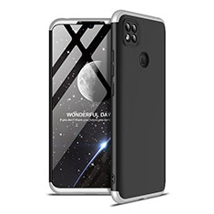 Handyhülle Hülle Hartschalen Kunststoff Schutzhülle Tasche Matt Vorder und Rückseite 360 Grad Ganzkörper M01 für Xiaomi Redmi 9C Silber und Schwarz