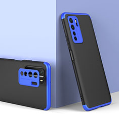 Handyhülle Hülle Hartschalen Kunststoff Schutzhülle Tasche Matt Vorder und Rückseite 360 Grad Ganzkörper P01 für Huawei Nova 7 SE 5G Blau und Schwarz