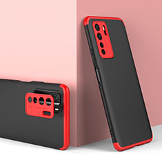 Handyhülle Hülle Hartschalen Kunststoff Schutzhülle Tasche Matt Vorder und Rückseite 360 Grad Ganzkörper P01 für Huawei P40 Lite 5G Rot und Schwarz