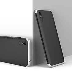 Handyhülle Hülle Hartschalen Kunststoff Schutzhülle Tasche Matt Vorder und Rückseite 360 Grad Ganzkörper P01 für Xiaomi Redmi 9A Silber und Schwarz