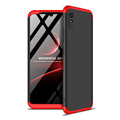 Handyhülle Hülle Hartschalen Kunststoff Schutzhülle Tasche Matt Vorder und Rückseite 360 Grad Ganzkörper P02 für Xiaomi Redmi 9i Rot und Schwarz