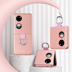 Handyhülle Hülle Hartschalen Kunststoff Schutzhülle Tasche Matt Vorder und Rückseite 360 Grad Ganzkörper QH2 für Huawei P50 Pocket Rosegold