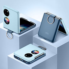 Handyhülle Hülle Hartschalen Kunststoff Schutzhülle Tasche Matt Vorder und Rückseite 360 Grad Ganzkörper QK1 für Huawei P50 Pocket Blau