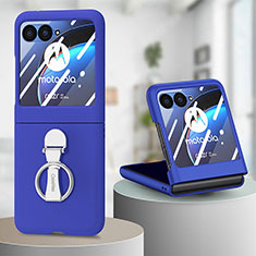 Handyhülle Hülle Hartschalen Kunststoff Schutzhülle Tasche Matt Vorder und Rückseite 360 Grad Ganzkörper SD1 für Motorola Moto Razr 40 Ultra 5G Blau