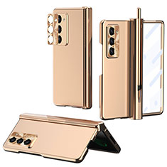 Handyhülle Hülle Hartschalen Kunststoff Schutzhülle Tasche Matt Vorder und Rückseite 360 Grad Ganzkörper Z02L für Samsung Galaxy Z Fold5 5G Gold