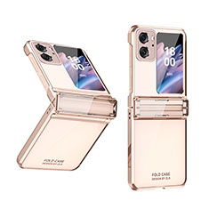 Handyhülle Hülle Hartschalen Kunststoff Schutzhülle Tasche Matt Vorder und Rückseite 360 Grad Ganzkörper ZL3 für Oppo Find N2 Flip 5G Rosegold