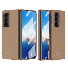 Handyhülle Hülle Hartschalen Kunststoff Schutzhülle Tasche Matt Vorder und Rückseite 360 Grad Ganzkörper ZL5 für Huawei Honor Magic Vs2 5G Braun