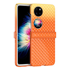 Handyhülle Hülle Hartschalen Kunststoff Schutzhülle Tasche Matt Vorder und Rückseite 360 Grad Ganzkörper ZL5 für Huawei P60 Pocket Orange