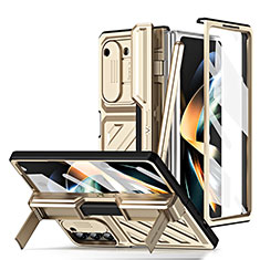 Handyhülle Hülle Hartschalen Kunststoff Schutzhülle Tasche Matt Vorder und Rückseite 360 Grad Ganzkörper ZL5 für Samsung Galaxy Z Fold5 5G Gold