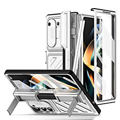 Handyhülle Hülle Hartschalen Kunststoff Schutzhülle Tasche Matt Vorder und Rückseite 360 Grad Ganzkörper ZL5 für Samsung Galaxy Z Fold5 5G Silber