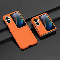 Handyhülle Hülle Hartschalen Kunststoff Schutzhülle Tasche Matt Vorder und Rückseite 360 Grad Ganzkörper ZL8 für Oppo Find N2 Flip 5G Orange