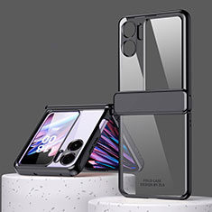 Handyhülle Hülle Hartschalen Kunststoff Schutzhülle Tasche Matt Vorder und Rückseite 360 Grad Ganzkörper ZL8 für Oppo Find N2 Flip 5G Schwarz