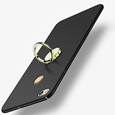 Handyhülle Hülle Kunststoff Schutzhülle Matt mit Fingerring Ständer A02 für Huawei GR3 (2017) Schwarz