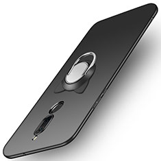 Handyhülle Hülle Kunststoff Schutzhülle Matt mit Fingerring Ständer A02 für Huawei Mate 10 Lite Schwarz