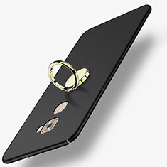 Handyhülle Hülle Kunststoff Schutzhülle Matt mit Fingerring Ständer A02 für Huawei Mate S Schwarz