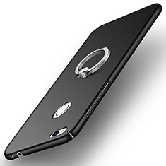 Handyhülle Hülle Kunststoff Schutzhülle Matt mit Fingerring Ständer A03 für Huawei P8 Lite (2017) Schwarz