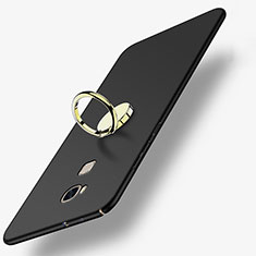 Handyhülle Hülle Kunststoff Schutzhülle Matt mit Fingerring Ständer für Huawei Honor 5X Schwarz