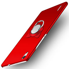 Handyhülle Hülle Kunststoff Schutzhülle Matt mit Fingerring Ständer für Huawei P7 Dual SIM Rot