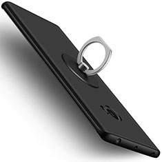 Handyhülle Hülle Kunststoff Schutzhülle Matt mit Fingerring Ständer für Xiaomi Mi Note 2 Schwarz