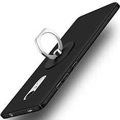 Handyhülle Hülle Kunststoff Schutzhülle Matt mit Fingerring Ständer für Xiaomi Redmi Note 4 Schwarz