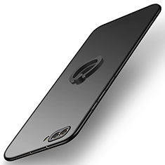 Handyhülle Hülle Kunststoff Schutzhülle Matt mit Fingerring Ständer Q03 für Huawei Honor V10 Schwarz