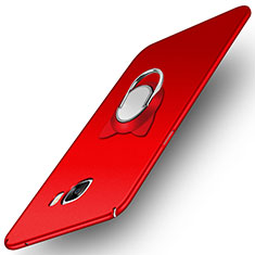 Handyhülle Hülle Kunststoff Schutzhülle Matt mit Magnetisch Fingerring Ständer für Samsung Galaxy C5 Pro C5010 Rot