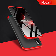 Handyhülle Hülle Kunststoff Schutzhülle Matt Vorder und Rückseite 360 Grad Q01 für Huawei Nova 4 Rot und Schwarz