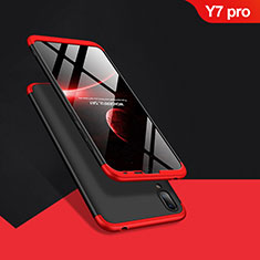 Handyhülle Hülle Kunststoff Schutzhülle Matt Vorder und Rückseite 360 Grad Q01 für Huawei Y7 (2019) Rot und Schwarz
