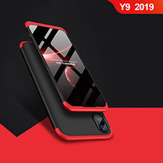 Handyhülle Hülle Kunststoff Schutzhülle Matt Vorder und Rückseite 360 Grad Q01 für Huawei Y9 (2019) Rot und Schwarz