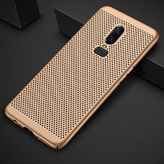 Handyhülle Hülle Kunststoff Schutzhülle Punkte Loch Tasche für OnePlus 6 Gold