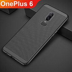 Handyhülle Hülle Kunststoff Schutzhülle Punkte Loch Tasche für OnePlus 6 Schwarz