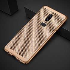 Handyhülle Hülle Kunststoff Schutzhülle Punkte Loch Tasche für OnePlus 6T Gold