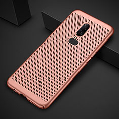 Handyhülle Hülle Kunststoff Schutzhülle Punkte Loch Tasche für OnePlus 6T Rosegold