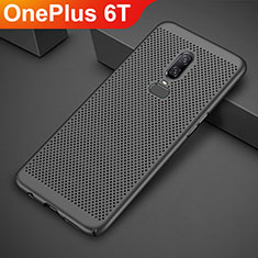 Handyhülle Hülle Kunststoff Schutzhülle Punkte Loch Tasche für OnePlus 6T Schwarz