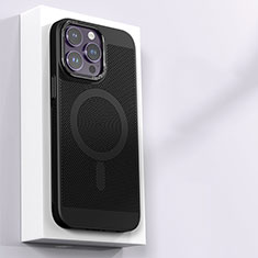 Handyhülle Hülle Kunststoff Schutzhülle Punkte Loch Tasche mit Mag-Safe Magnetic Magnetisch für Apple iPhone 13 Pro Schwarz
