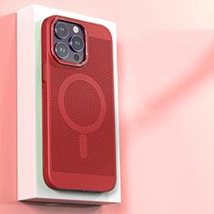 Handyhülle Hülle Kunststoff Schutzhülle Punkte Loch Tasche mit Mag-Safe Magnetic Magnetisch für Apple iPhone 15 Pro Rot