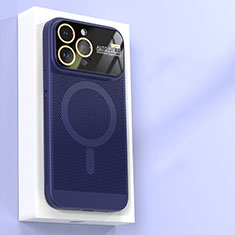 Handyhülle Hülle Kunststoff Schutzhülle Punkte Loch Tasche mit Mag-Safe Magnetic Magnetisch JS1 für Apple iPhone 13 Pro Blau