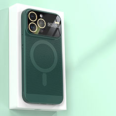 Handyhülle Hülle Kunststoff Schutzhülle Punkte Loch Tasche mit Mag-Safe Magnetic Magnetisch JS1 für Apple iPhone 15 Pro Max Grün