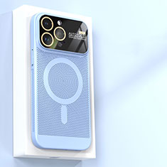 Handyhülle Hülle Kunststoff Schutzhülle Punkte Loch Tasche mit Mag-Safe Magnetic Magnetisch JS1 für Apple iPhone 15 Pro Max Hellblau