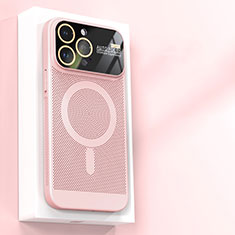 Handyhülle Hülle Kunststoff Schutzhülle Punkte Loch Tasche mit Mag-Safe Magnetic Magnetisch JS1 für Apple iPhone 15 Pro Max Rosa