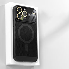 Handyhülle Hülle Kunststoff Schutzhülle Punkte Loch Tasche mit Mag-Safe Magnetic Magnetisch JS1 für Apple iPhone 15 Pro Max Schwarz